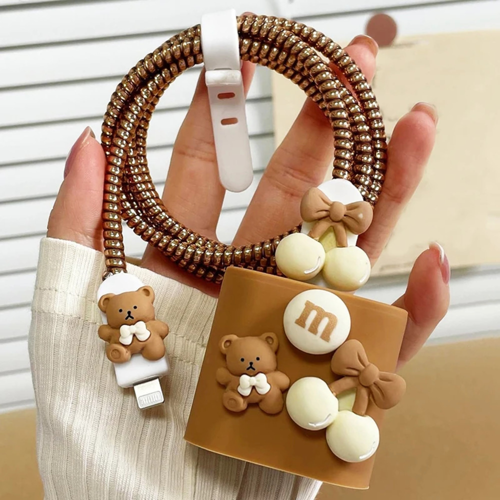 Cherry Bear Chocolate iPhone Charger Protector P01